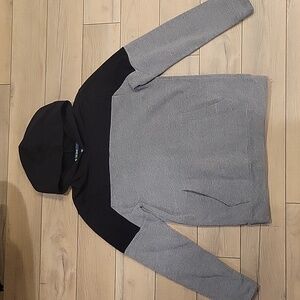 TEK Gear Ultrasoft Fleece Black & Gray Hooded Sweatshirt Size Large